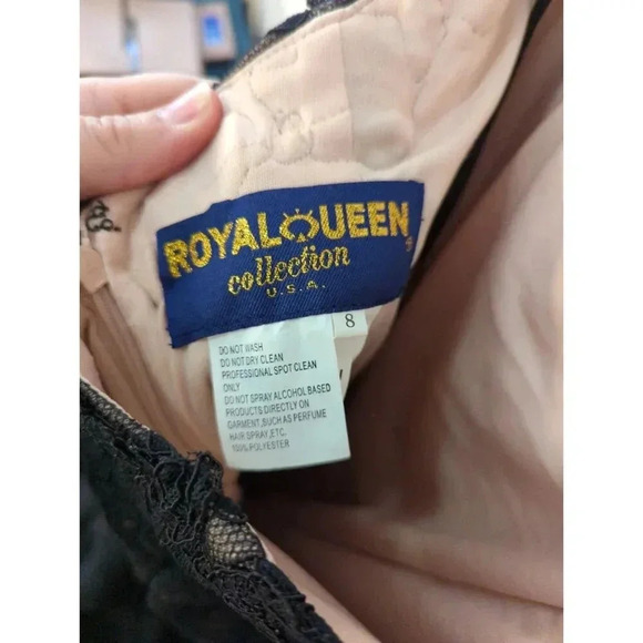 Royal Queen Collection Black Lace Overlay Trumpet Ball Gown 8 - Picture 7 of 9